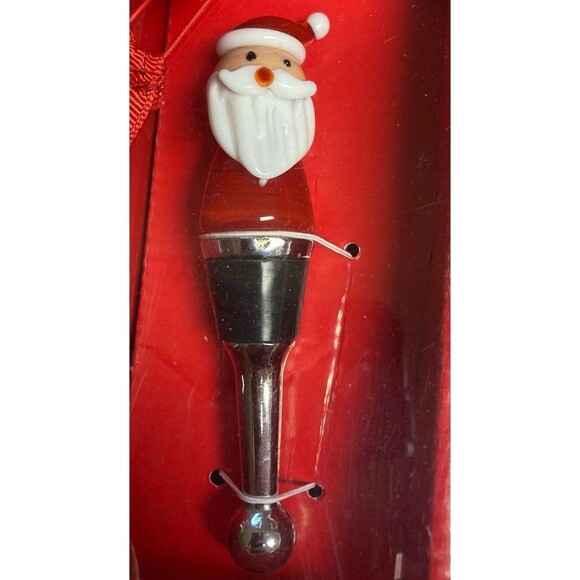 Christmas set NOS napkins, wine stopper & drink charms Santa Claus Holiday Dine - Picture 2 of 4